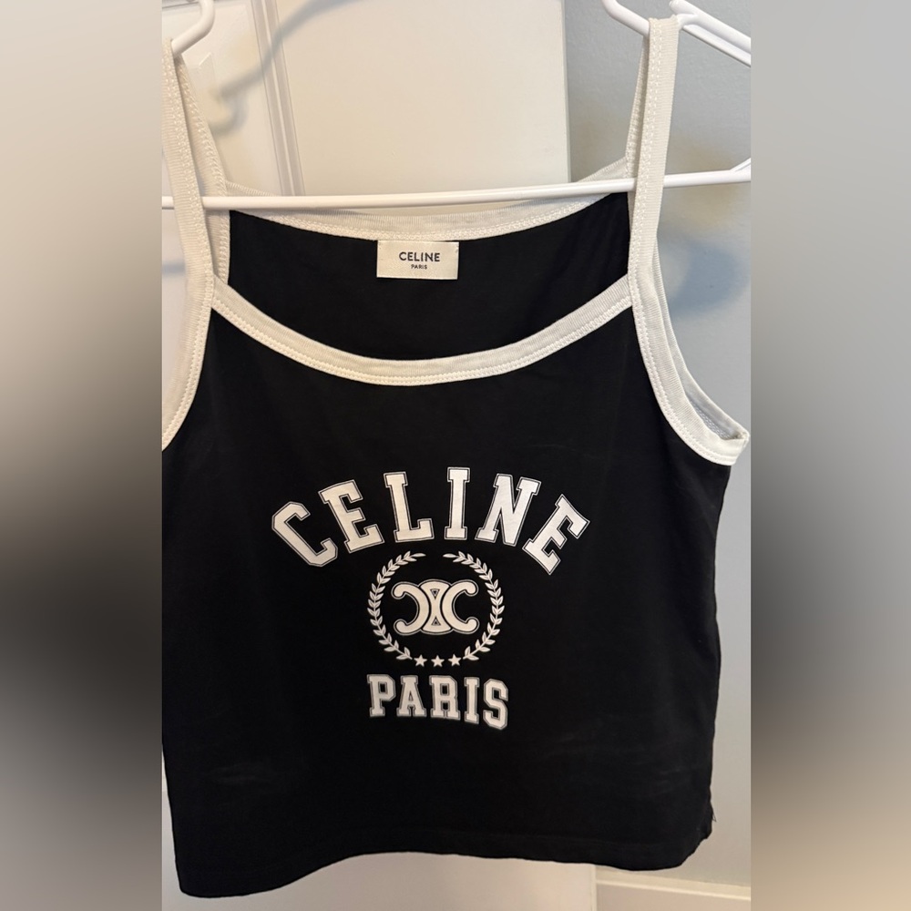 Celine Black and White Logo Camisole